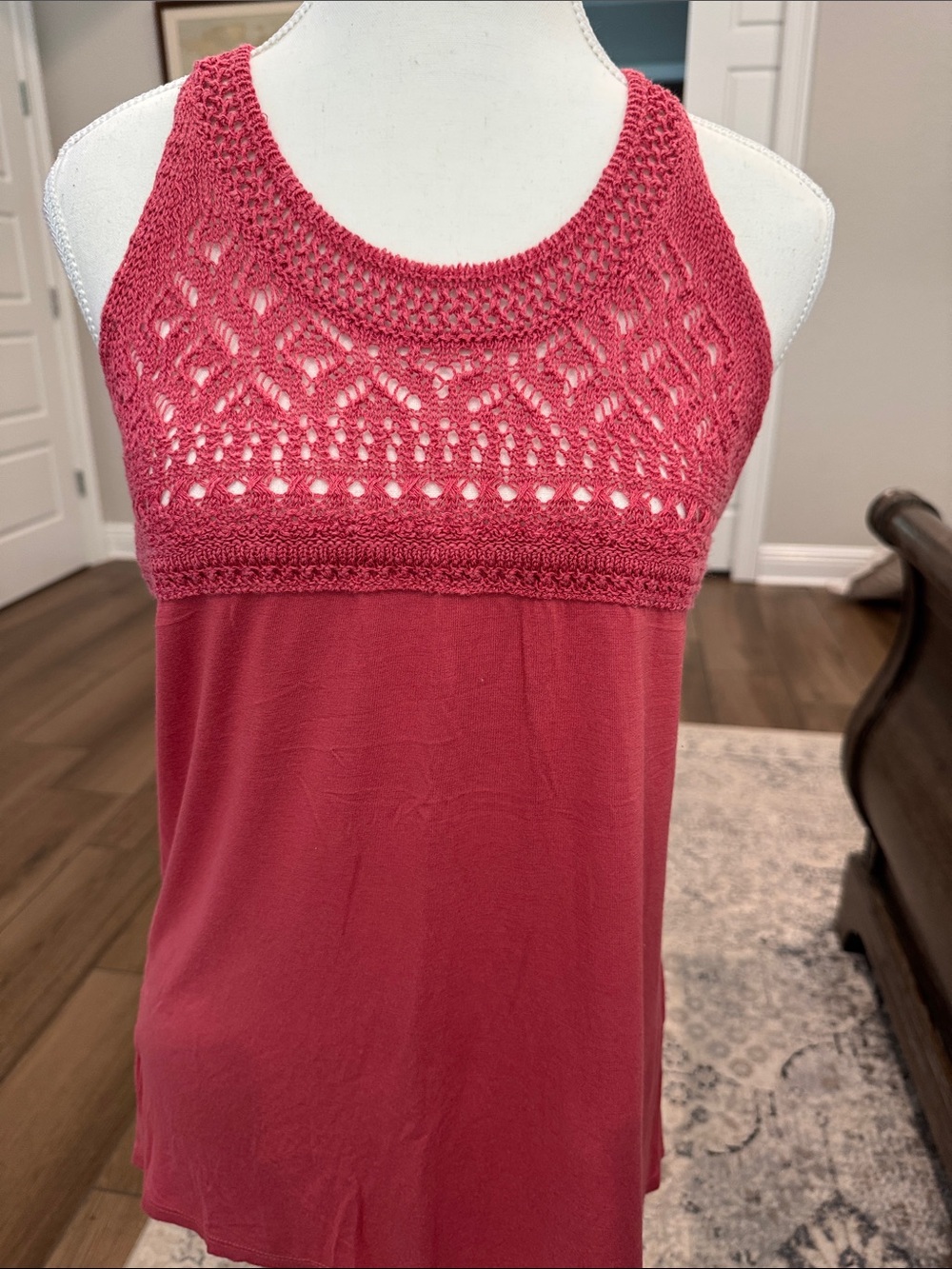 LOFT Crochet Yoke Tank Top - Rose